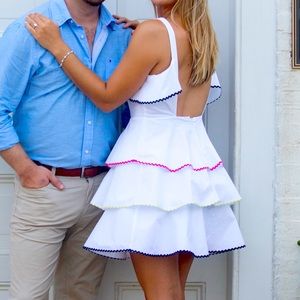 White Dress with colored ruffles
